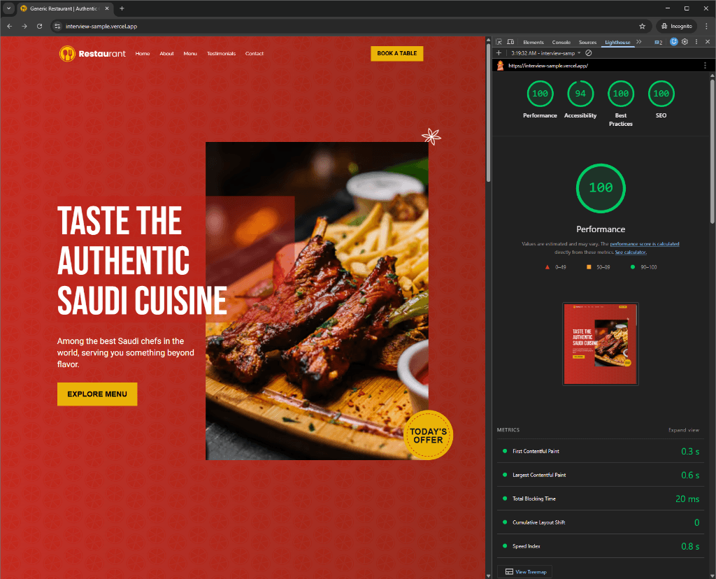 Restaurant Landing Page